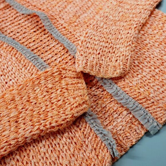 Sonia Bogner Artsy Cardigan Womens 14 Peach Ribbon Yarn Open Front Art-to-Wear - Picture 9 of 13